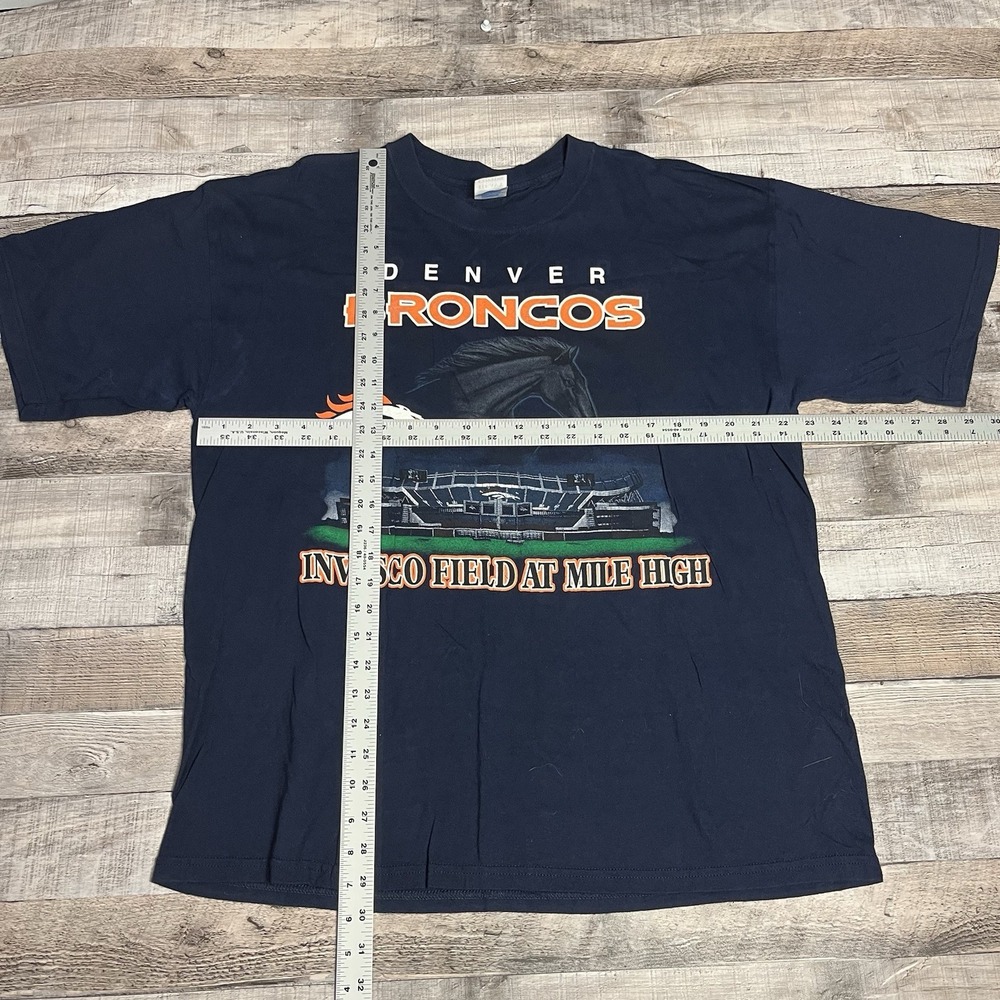 Denver Broncos Shirt Size XL Blue Vintage NFL Football Sportswear Invesco Field - Picture 4 of 7